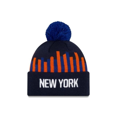 Sapca New Era New York Knicks NBA 2019 NBA Authentics City Series Pom Knit Beanie - Albastri